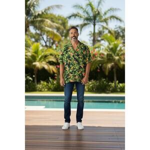 KS Island Men's Green Birds of Paradise Tropical Hawaiian Camp Shirt Size 5XL